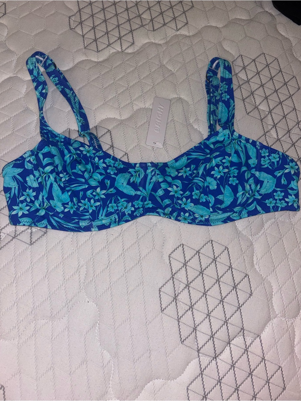 Blue Floral Underwire Swim Top - Women's Bikini Top
